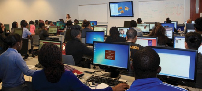 Students in the Web development Lab